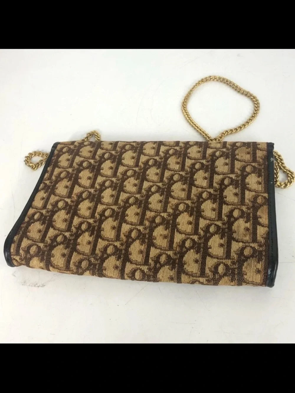 Dior Brown Monogram Crossbody with Gold Chain